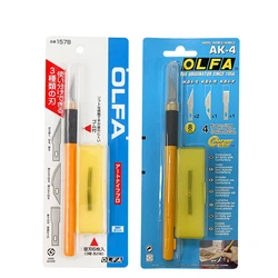 OLFA AK-4,AK-4/BP Art Knife with Spare Blades 157B,167B Penknife Set Craft Tools Paper Carving Knife Model Precision Cutter