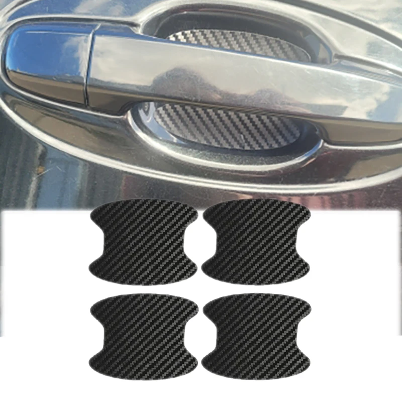 4Pcs/Set Car Styling Mouldings Sticker Car Door Sticker Carbon Fiber Scratches Resistant Cover Auto Handle Protection Film Parts