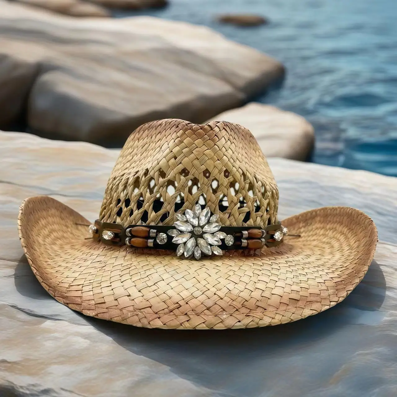 

HongLuan Starw Halloween Costume Hat Adult, Cowboy Hats Rhinestone for Woman, Cowboy Cosplay Female Accessories & Cowgirl Cap