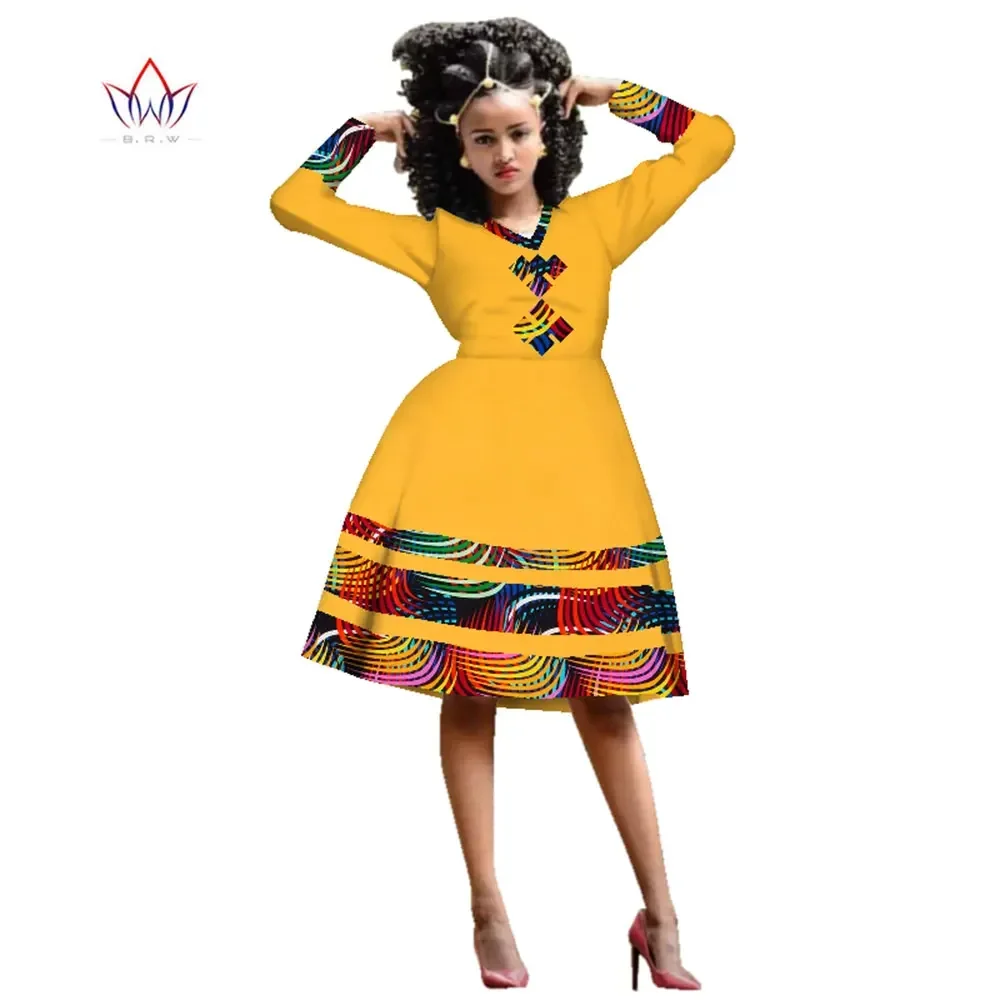 Bintarealwax African Dress for Women Wax Print Dresses Dashiki Plus Size Africa Style Clothing for Women Office Dress WY3001