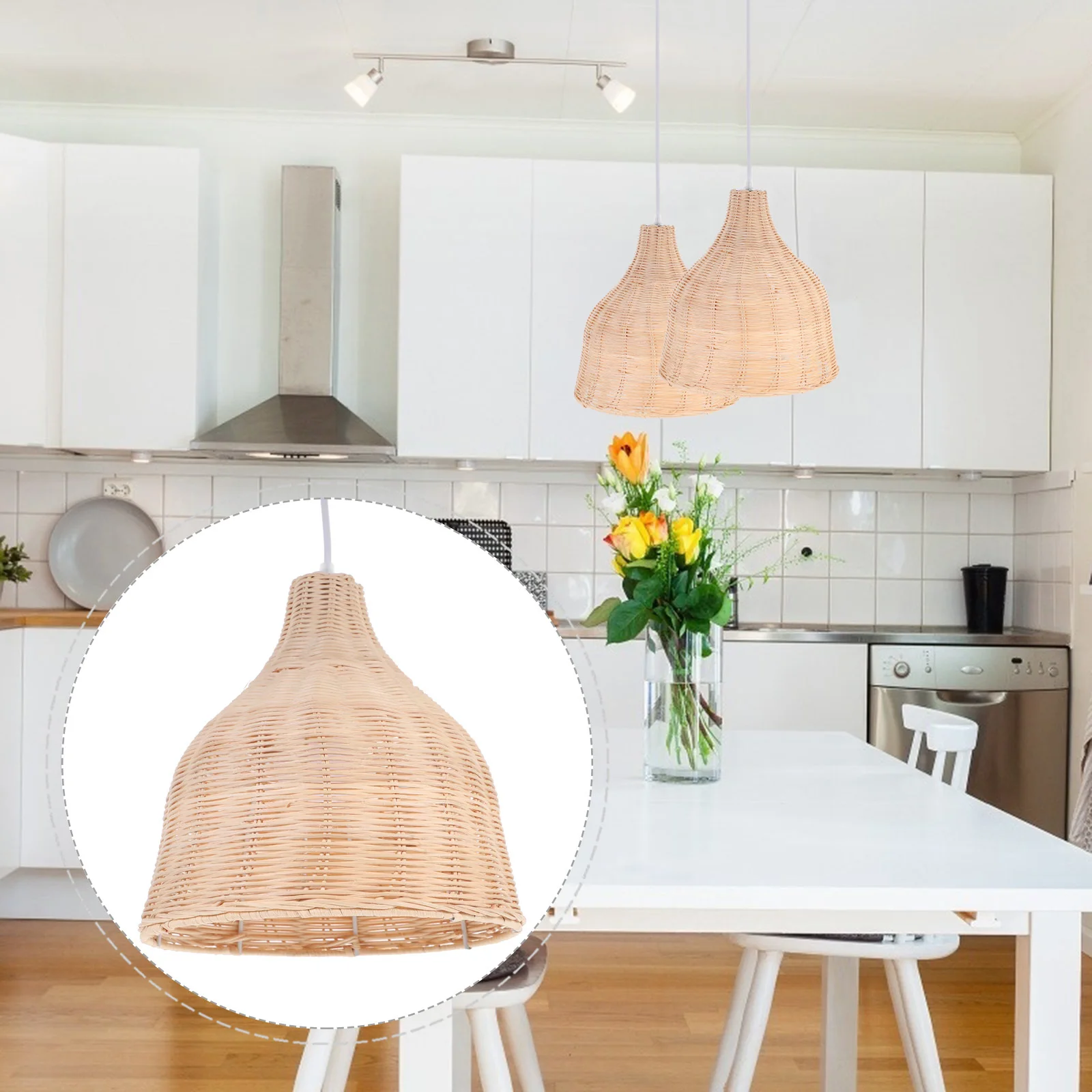 

1Pcs Rattan Decorative Lamp Premium Handcrafted Chandelier Easy Install Operate Good Texture Living Room Cafe Lighting