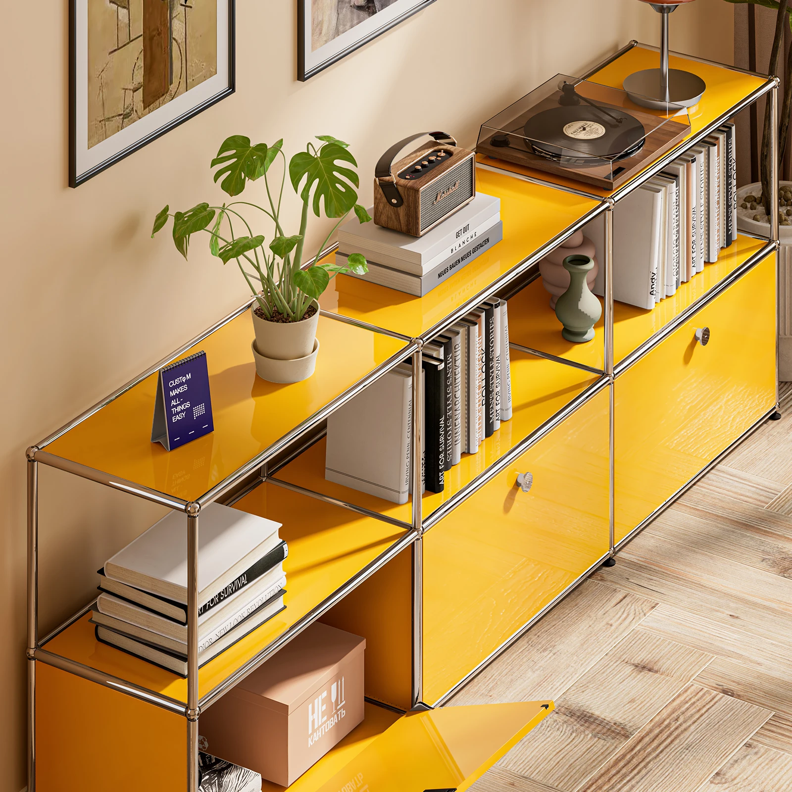 خزانة خزانة جانبية، خزانة هالر، رف تخزين، أثاث وحدات، لوح معدني من الفولاذ المقاوم للصدأ، خزانة غرفة المعيشة - بدون مفاتيح