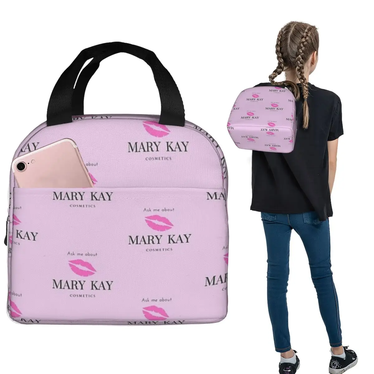 

Сумка-холодильник для обедов Mary Kay Cosmetics: термосумка для еды для женщин и детей, портативный ланч-бокс