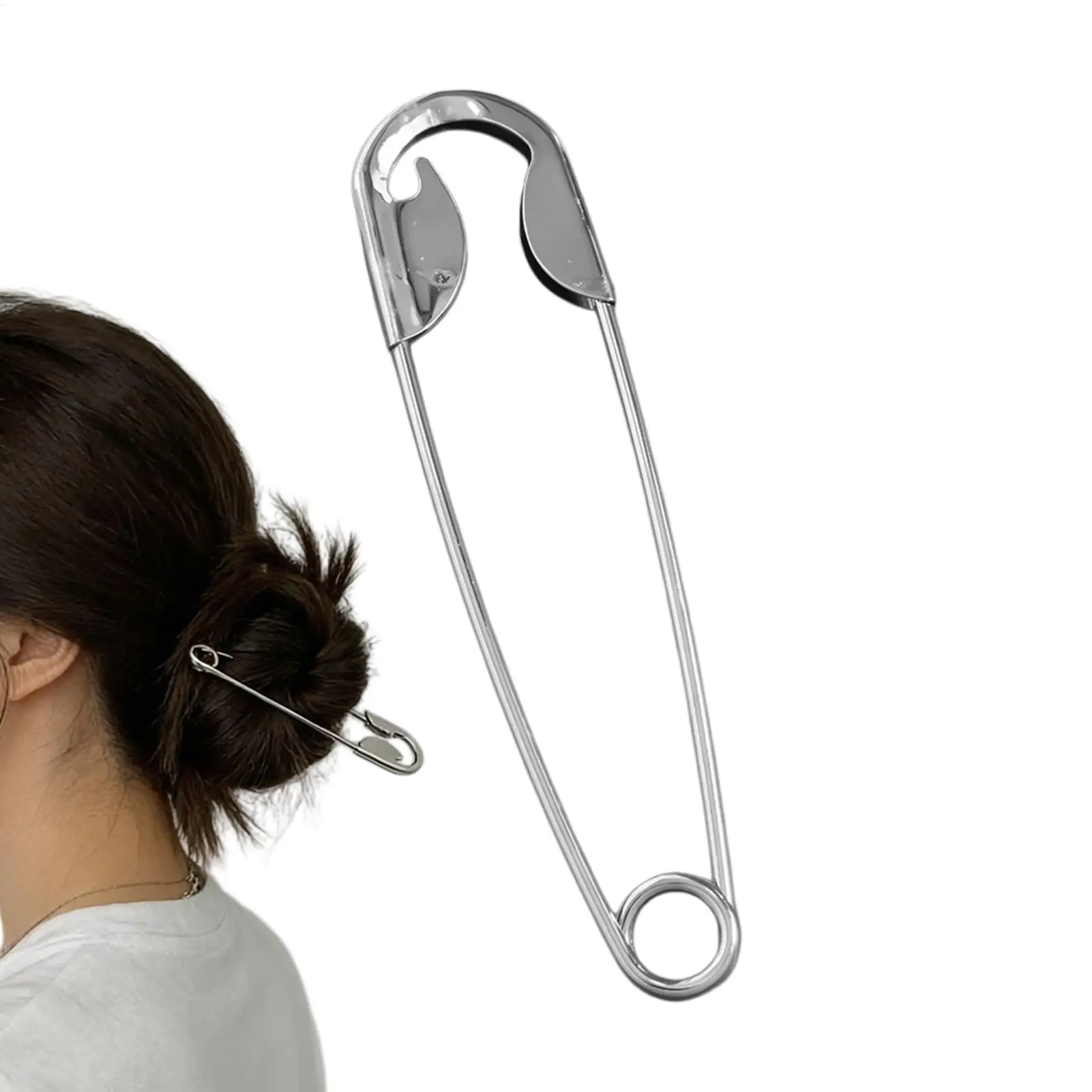 Extra-large safety pin hair clip, giant safety pin hair clip, new metal giant safety pin, suitable for buns and updos, fun pin