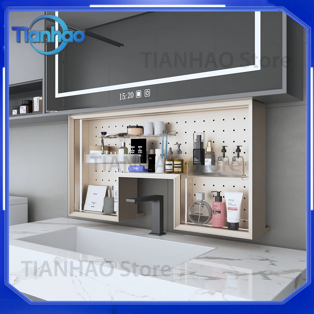 Explosion-Proof Creative Multi-Functional Home Cabinet Lift Storage Cabinet Bathroom Hanging Basket Cabinet for Universal Use