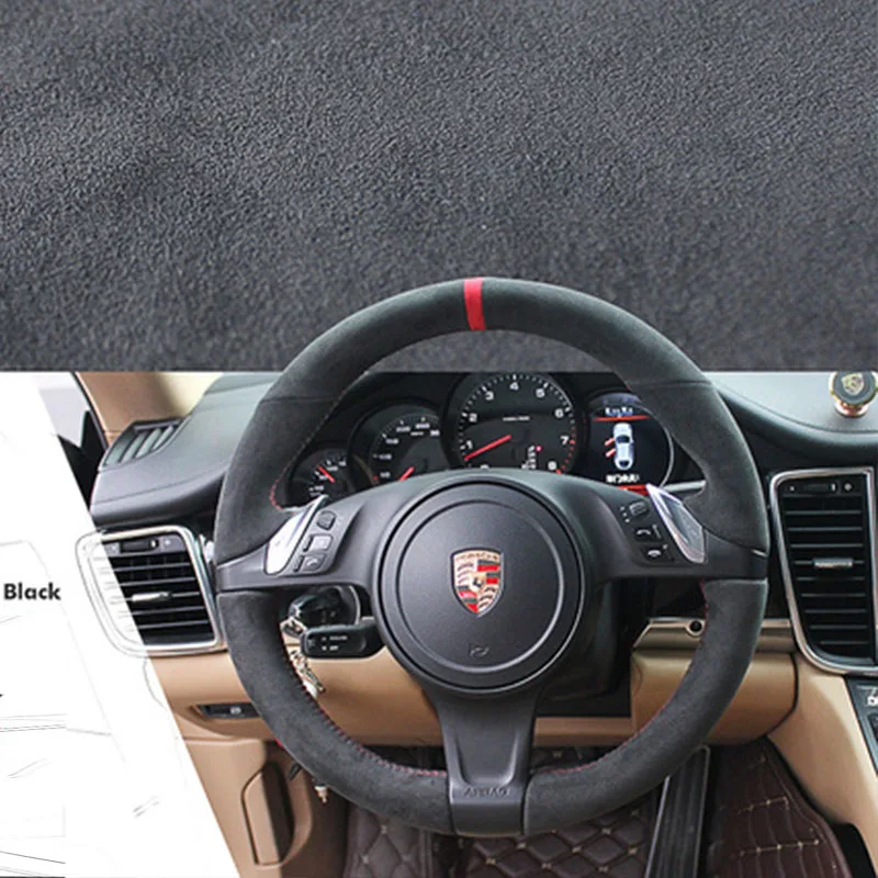 

high-quality non-slip suede Hand-Stitched car Steering Wheel Cover For Porsche Cayenne Panamera 2010 2011 2012