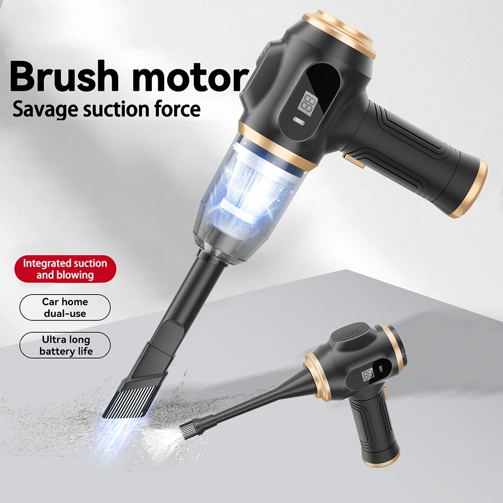 Black Car Vacuum Cleaner Carpet Cleaner Dual Suction Extended Flat Suction Head High Power Suction Black Car Vacuum