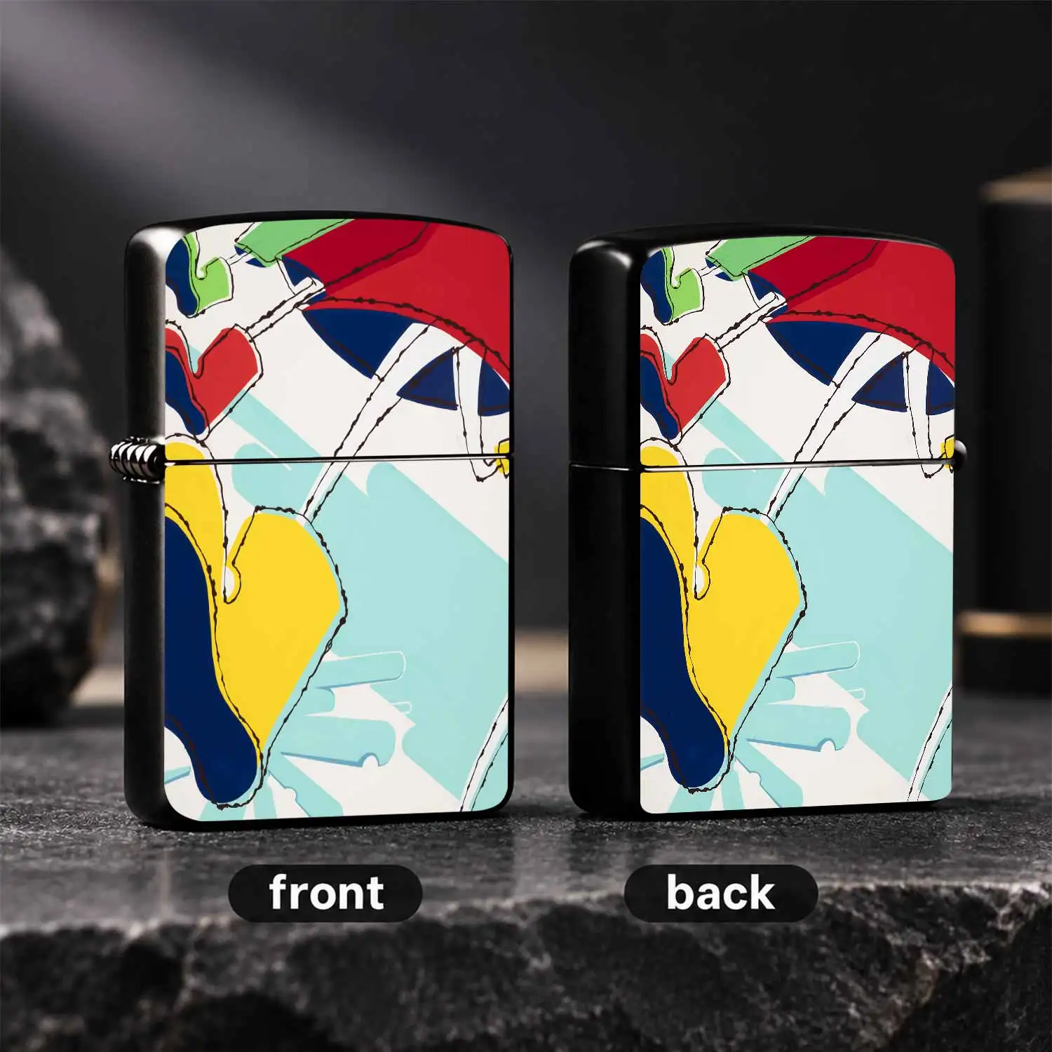 Trendy Abstract Geometric Color Block Art Style Portable Lighter, Creative Streamline Graffiti Design Exquisite Carry-On Item, Suitable For All Daily Scenarios, Ideal For Personal Use Or Gifting, Unique Practical Decorative Carry-On Gadget