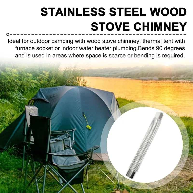 Stainless Steel Gas Water Heater Exhaust Pipe Corrugated Pipe 90-Degree Elbow Chimney Liner Bend Wood Stove Chimney Pipes