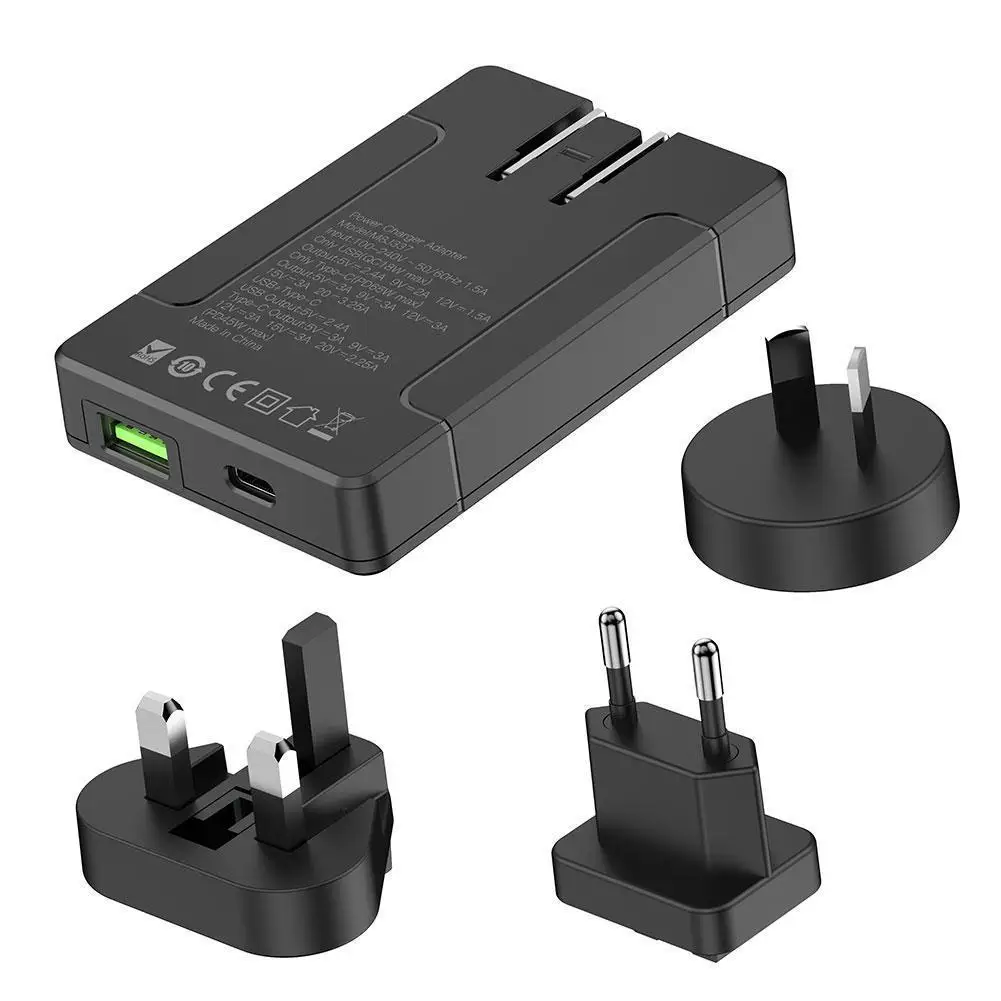 

Budi 65 Вт Dual Fast Wall Charger Pd 3.0 Usb C UK US EU AU Складной адаптер с 18 Вт Usb A Travel для Iphone