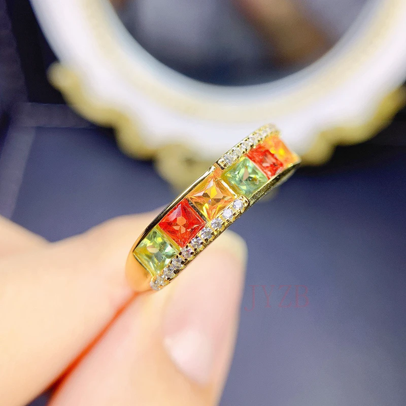 

New NATURAL COLOR SAPPHIRE PURE silver INLAY ROW RING DELICATE TAIL RING FEMALE COLOR treasure ACT THE ROLE OF ARTICLE