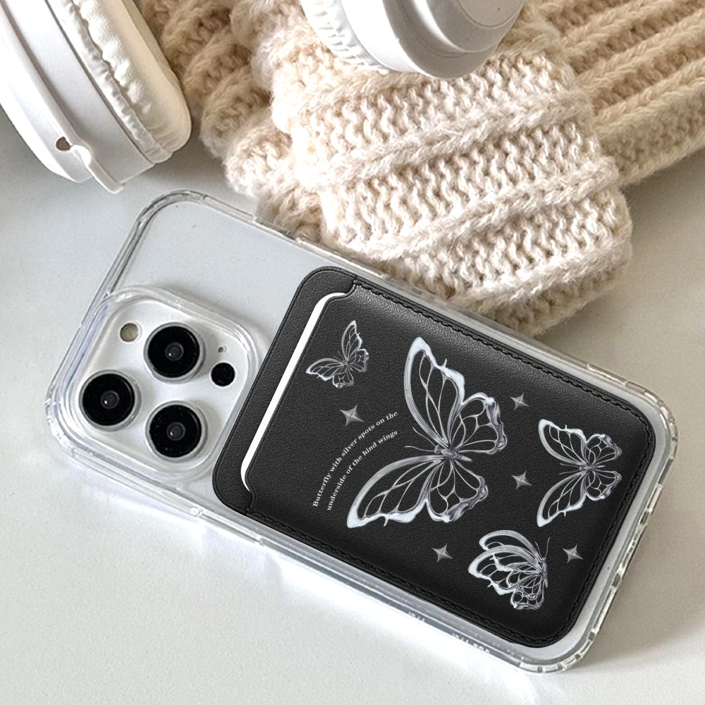 Leder-Kartenetui Handyhülle Kartenhalter für MagSafe Magnetische Hülle Geeignet für alle iPhones mit MagSafe-Kartenfunktion Rückseitentasche – Detail 4
