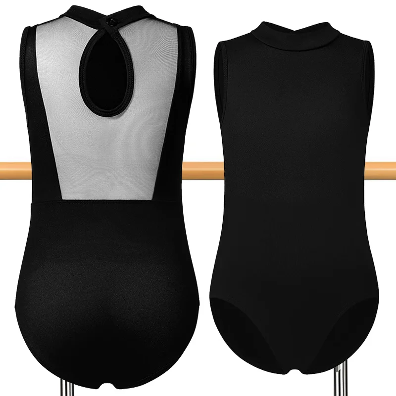 Girl Sleeveless Camisole Ballet Dance Leotards for girls Gymnastics Tank Tops with Water-drop Hollow Mesh Back and Soft Lining
