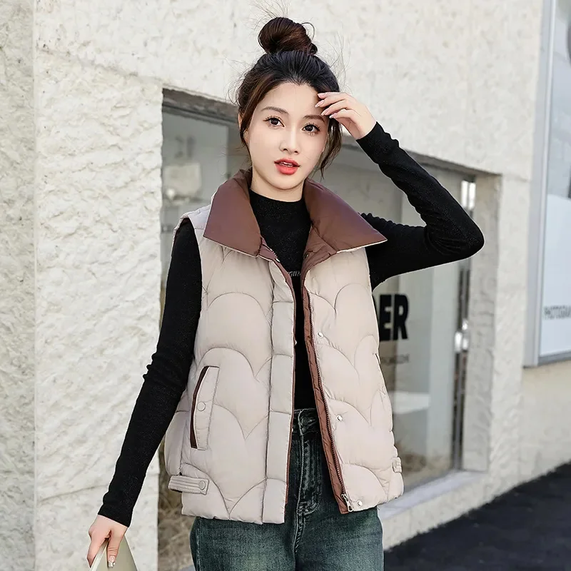 2024new Herbst Winter warme Weste Damen ärmellose Daunen Baumwoll mäntel Frauen Oberbekleidung lässige Puffer Weste Jacke Chaleco Mujer