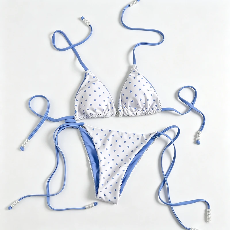 2026 Sexy Polka Dot Bikini Two Piece Swimsuit Women's Swimwear Vintage Retro Polka Dot Pattern Adult Polyester Fabric with Ch...
