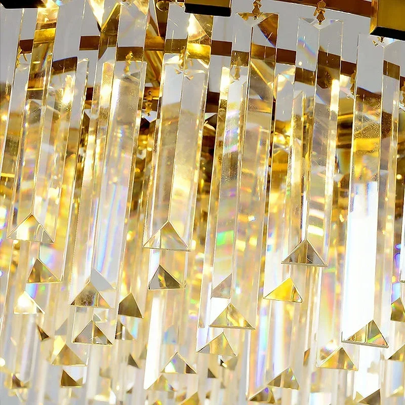 

Modern Gold/Black Luxury Crystal LED Chandelier Pendant Ceiling Light Fixture for Living Room Hotel Hall Decor Hanging Lamp