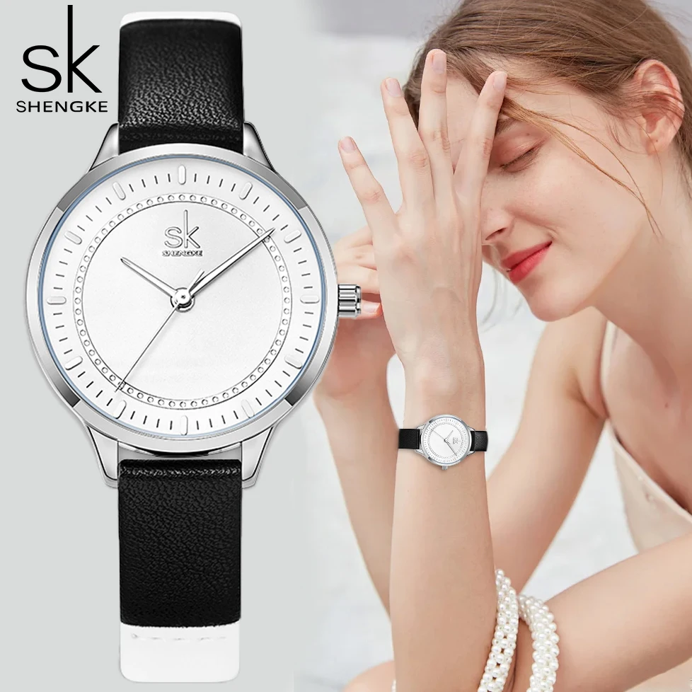 Shengke Fashion Women\'s Quartz Watches Original Design Ladies Top Brand Women\'s Wrist watch Best Gifts Clock for Girl  or Female