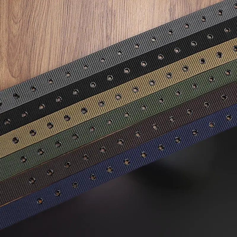 Men's Belt Porous Canvas Pin Buckle Leather Belt Outdoor Sports Belt Women's Trendy Eyelet Belt With Jeans Belt For Men Women