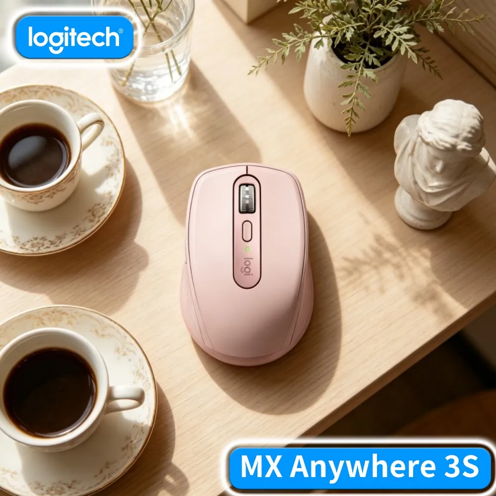 Logitech MX Anywhere 3S High End Office Mouse Glass Surface Tracking Custom Key Setup Multi Device Pairing For Desktop Workflow