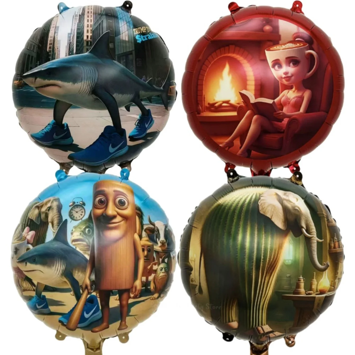 6-teiliges 18-Zoll-Set mit italienischen „Brainrot Tung Sahur Tralalo“-Themenballons für Kinder, Babypartys und Geburtstagsfeiern – Detail 2