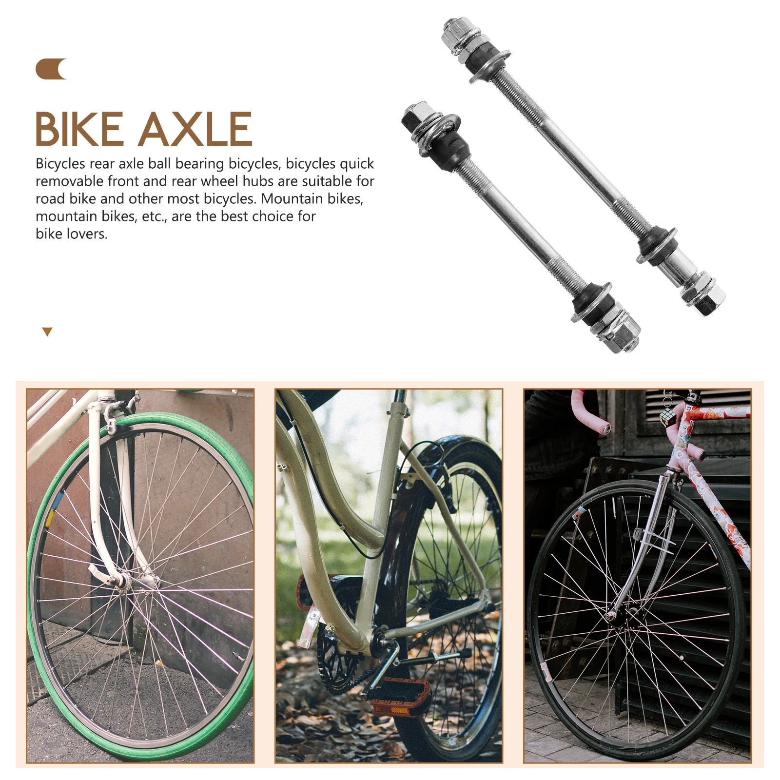 

2pcs Bicycle Axle Set Iron Bike Axle Quick Release Front Rear Wheel Hub Durable Metal Shaft For Road Mountain Bike Repair
