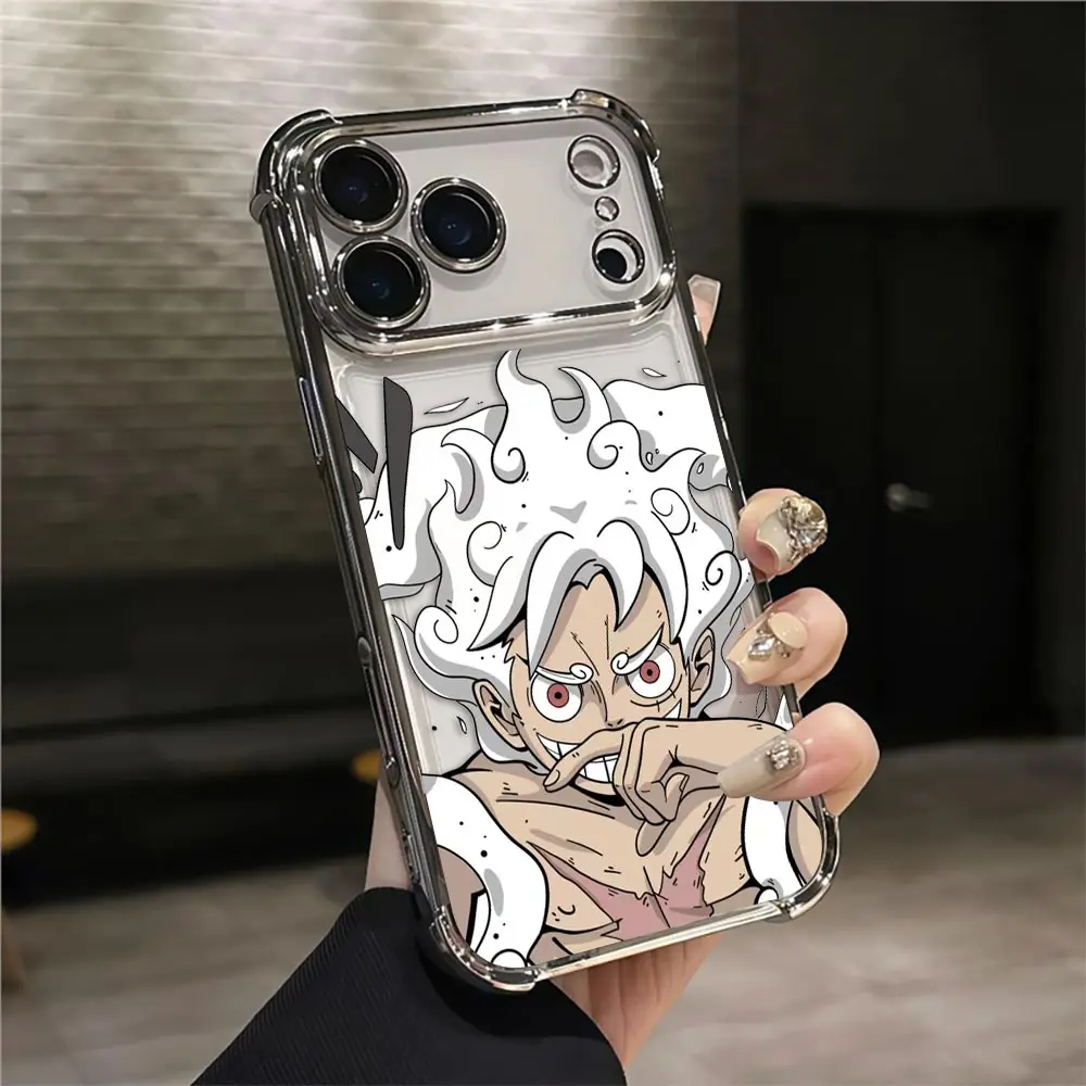 Gear 5 Luffy One P-Piece Cover Clear Plating Phone Case For iphone Apple 17 17E AIR 16E 16 15 14 13 12 11 Pro Plus XR Max Funda view 4