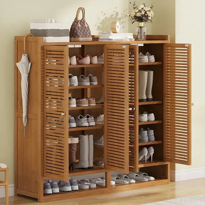 Nanzhu new shoe cabinet at the entrance of the home, dustproof louver door, floor-to-ceiling shoe rack at the entrance,
