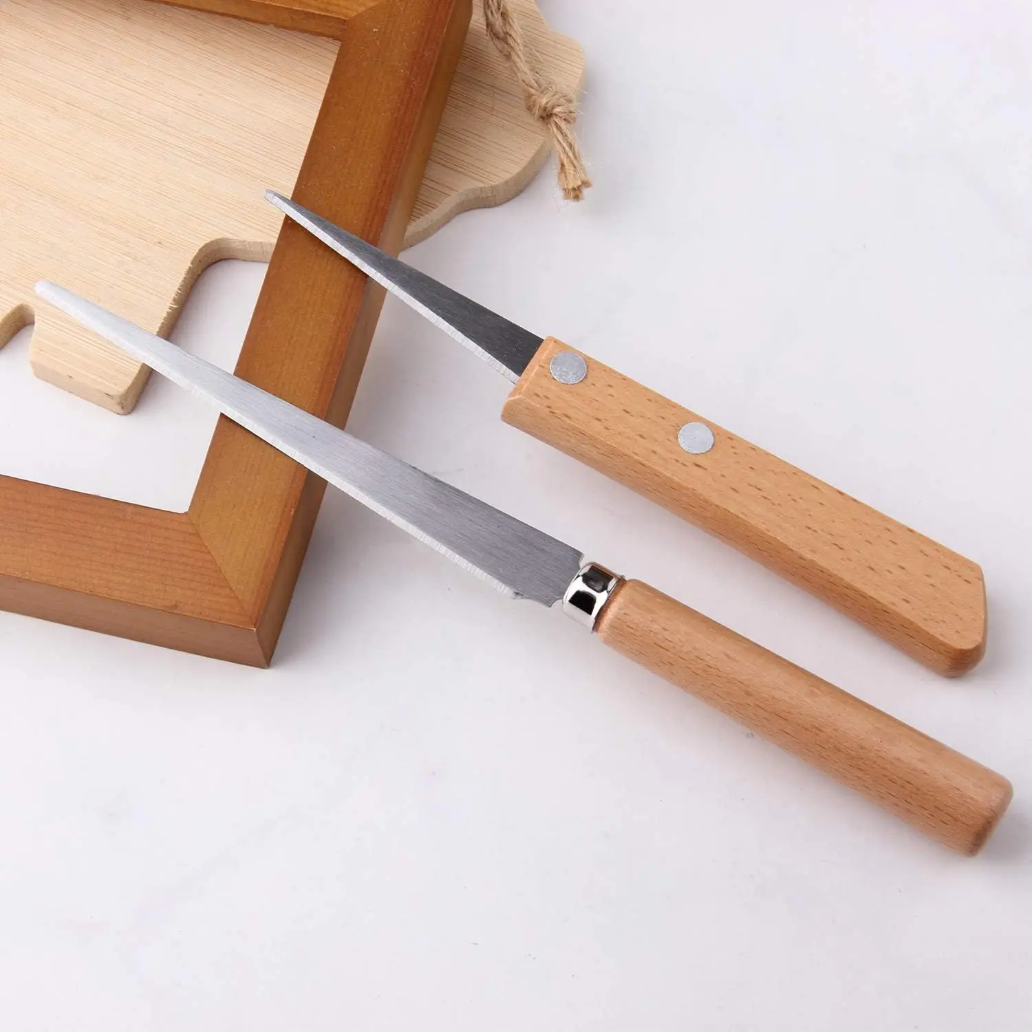 2 uds.-cuchillo de fettling con mango de madera para cerámica/escultura/cerámica/arcilla polimérica tallado modelado arte herramientas de bricolaje