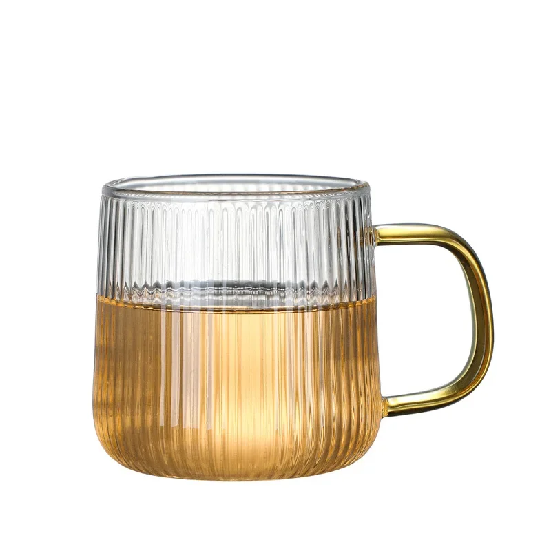 400ml Hammer Pattern Coffee Tea Cup Juice Glass Mug Temperature Heat Resistant Hand Handle Tea Cup Cocktail Household Drinking