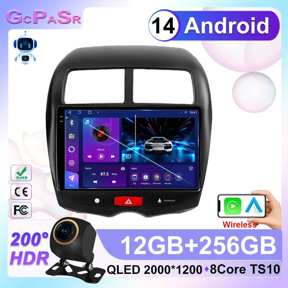 

Car Android 14 For Mitsubishi ASX 1 2010 - 2016 Car Radio Video Multimedia Players Touch QLED Screen GPS WIFI No 2Din DVD IPS BT