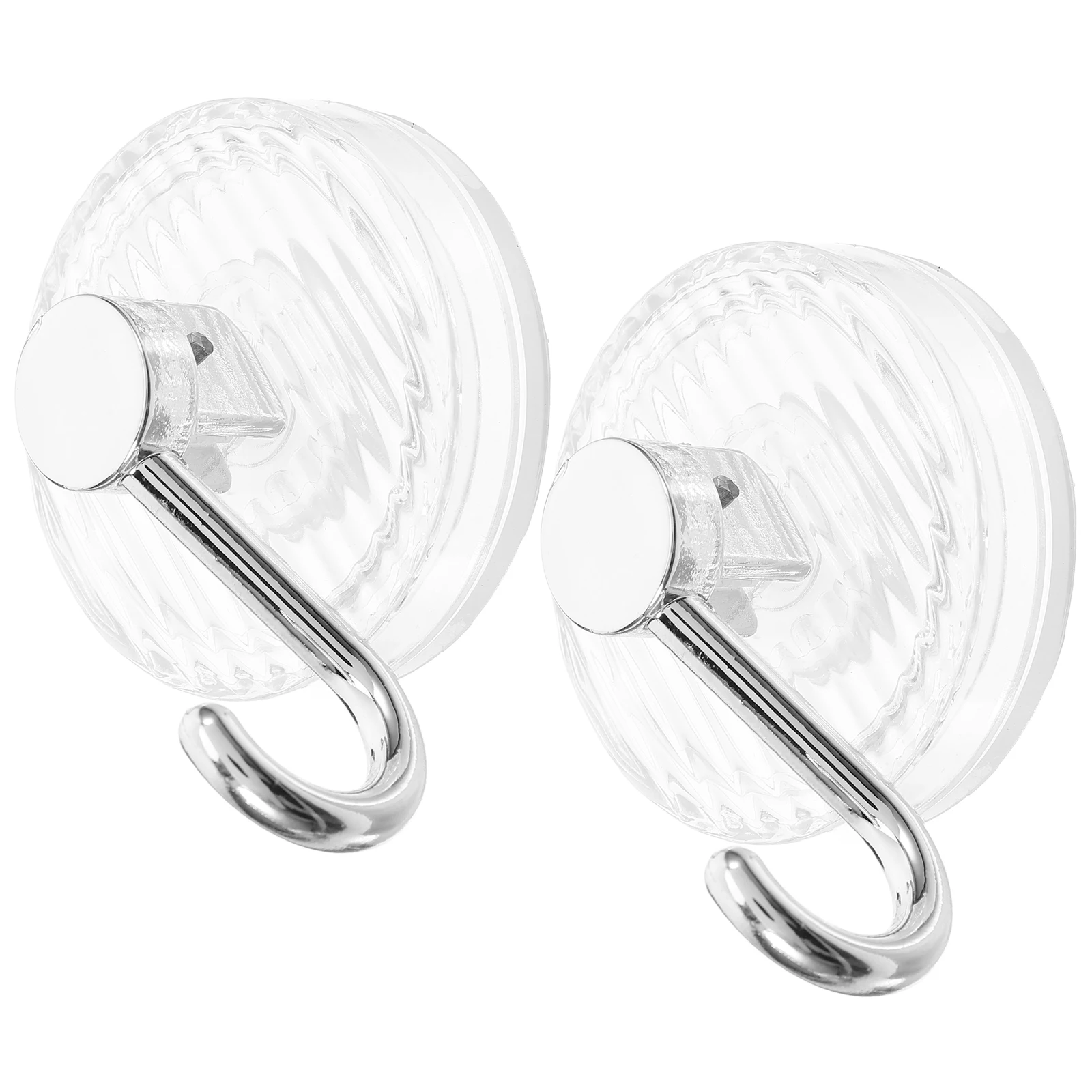 

2pcs Suction Cup Hooks Transparent Silver Bathroom Kitchen Wall Door Key Coat Hanger Strong Vacuum Reusable Smooth Surface