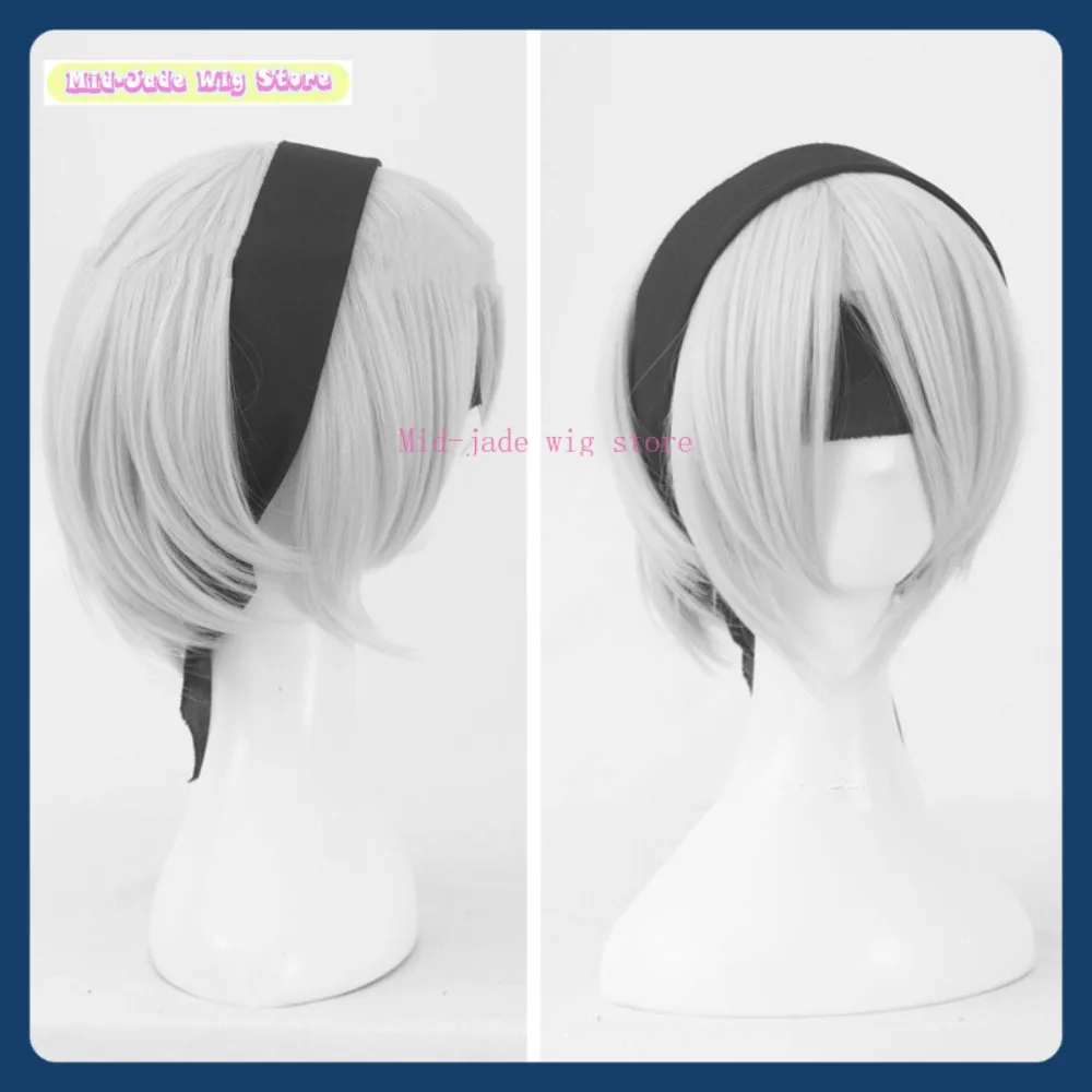 

Mid-jade Wig Store Nier: Automata 2B Cosplay Wig Anime Game Role Playing Synthetic Hair Halloween Party