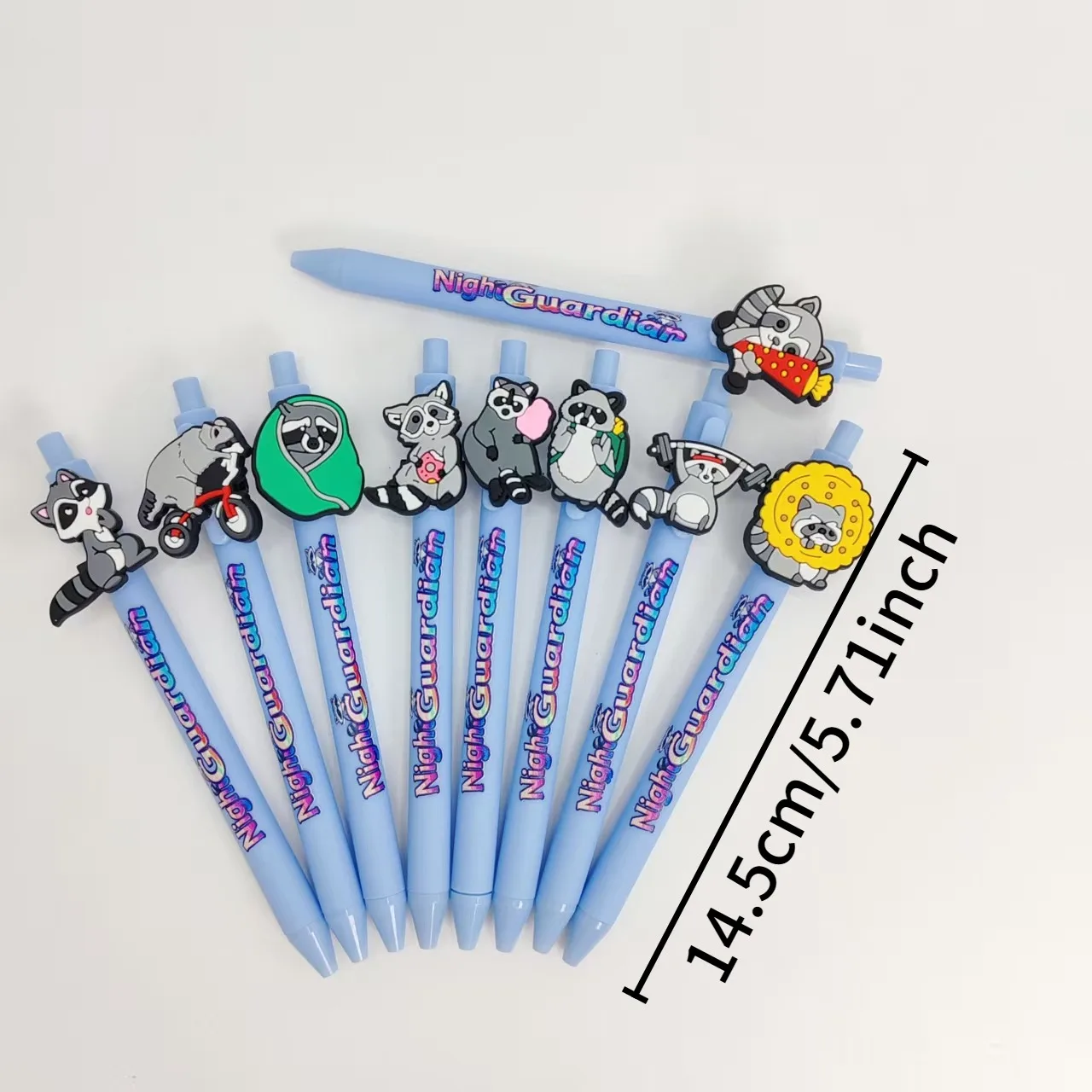 Bolígrafo de la serie Fitness Raccoon, bolígrafo de regalo con tema de mapache, regalo de Festival de escritura para estudiantes, 8 Uds./14 Uds.