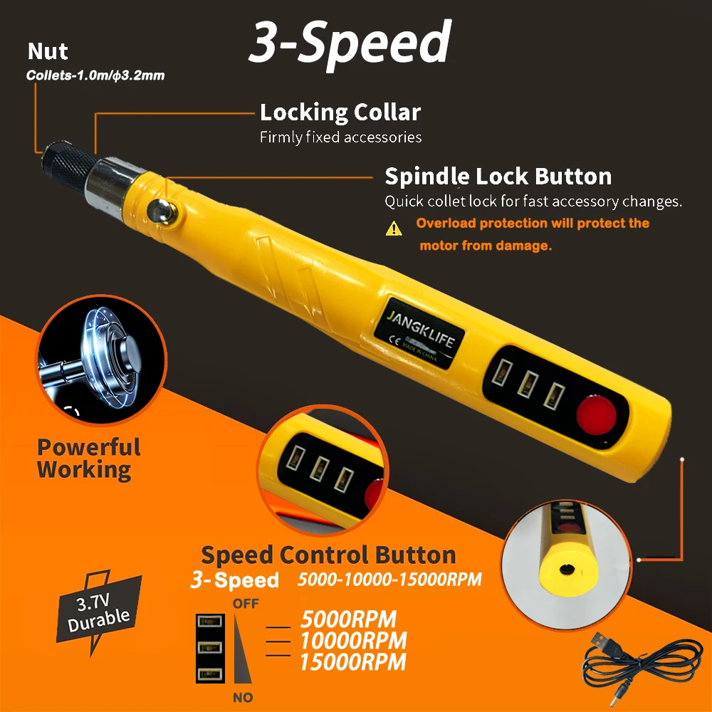 JANGKLIFE مطحنة الحفر الكهربائية حفارة القلم طاحونة مثقاب صغير أداة دوارة كهربائية ماكينة الطحن