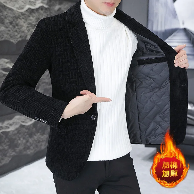 2023 Winter Fashion Woolen Suit Jackets Men Thickened and Warm Blazer Masculino slim Casual Business Street wear Social jacket