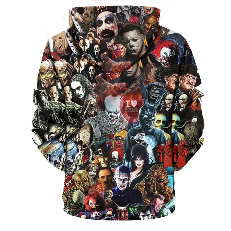 New Arrival Personality Hoodies Horror Movies 3D Printed Pullover Men Women Casual Oversized Hooded Sweatshirts Cool Hoodie