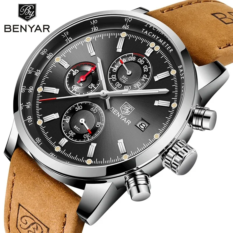 BENYAR 5102 Luxury Sport Chronograph Quartz Watch For Men Reloj Hombre Relogio Masculino