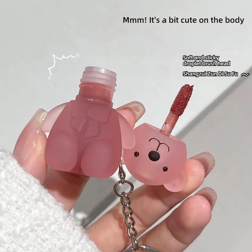 Color rico lápiz labial de larga duración textura ligera y sedosa diseño en forma de oso lindo juguetón a prueba de manchas maquillaje versátil
