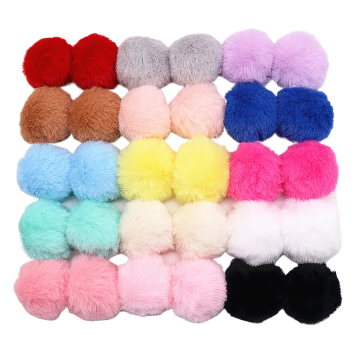 5pcs 5cm Artificial Fluffy Faux Rabbit Fur Pom Ball Diy for Shoes Keychains Needlework Garment Crafts Supplies Accessories
