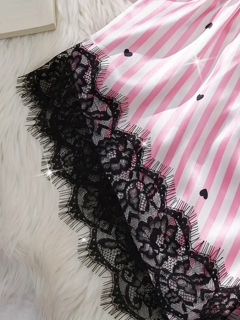 الصيف الحرير الساتان المرأة الخامس الرقبة مثير الدانتيل الحمالات بيجامة مجموعة تي شيرتات قصيرة للأطفال المشارب القلب عادية المرأة بلا أكمام مثير بيجامة مجموعة