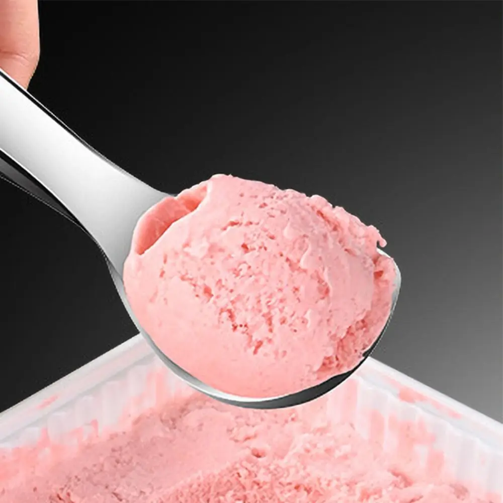 304 Stainless Steel Ice Cream Spoon Upright Polished Watermelon Scoop Ergonomic Handle Self-melting Gelato Ball Spoon Fruit