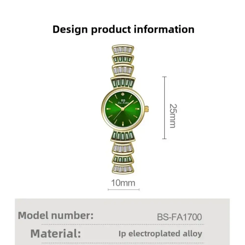 Montre élégante en diamant rouge pour femmes, marque SB bee sister, robe de luxe, montre-Bracelet à Quartz doré, Bracelet à la mode pour dames, cadeau 2025