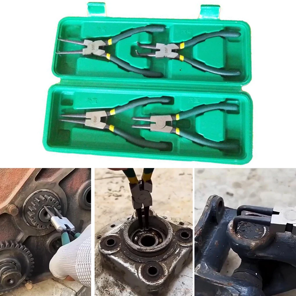 

Набор пружинных плоскогубцев 7 дюймов (1/4 шт.) для внутренних/наружных прямых/изогнутых пружин, инструмент для снятия стопорных колец, ремонтный инструмент