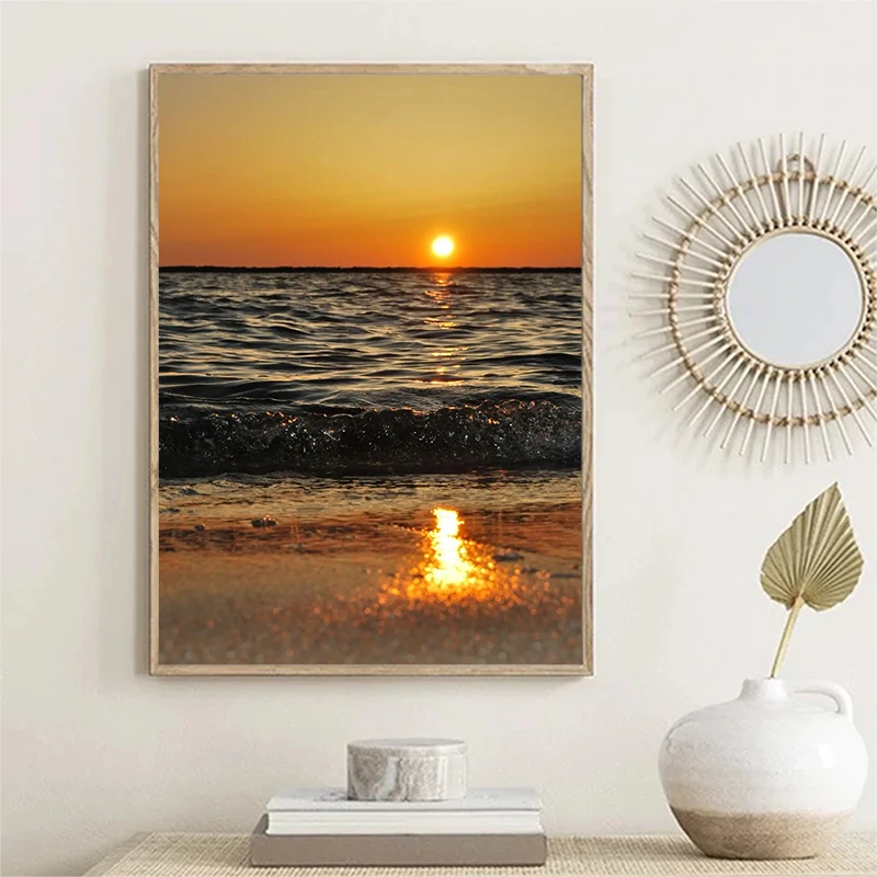 Beach Coastal Sea Ocean Nature Print Art Canvas Poster For Living Room Decor Home Wall Picture for Chic Living Room Decoration