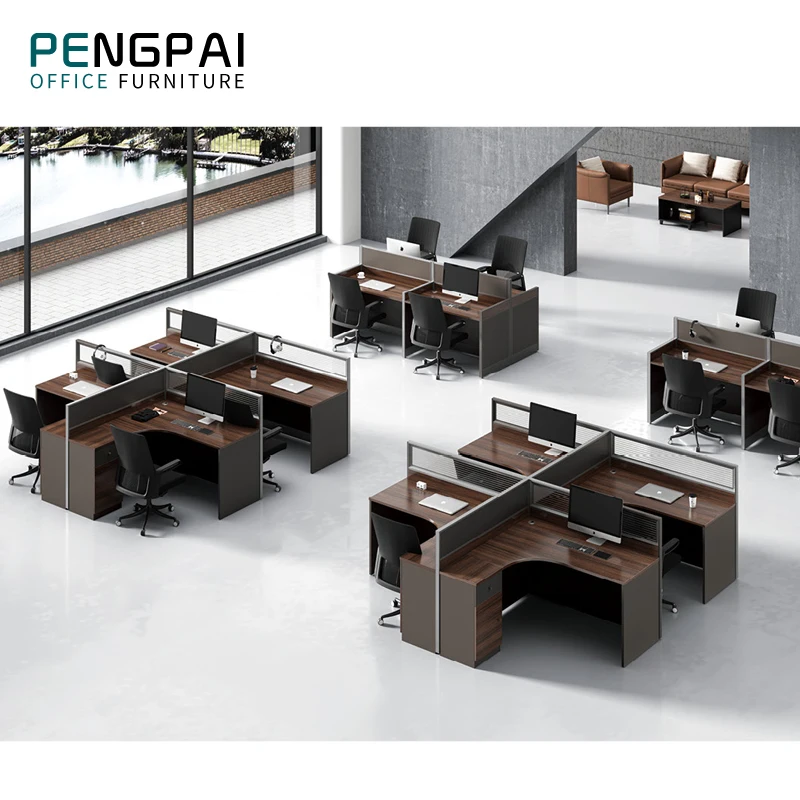 PENGPAI Cheap scratch resistant melamine modern cubicle ergonomic computer workstation furniture office desk