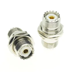 1Pcs UHF Female To UHF Female Dual Bulkhead Panel Mount Nut Plug UHF PL259 SO239 2 Dual Female Connector Coaxial RF Adapters