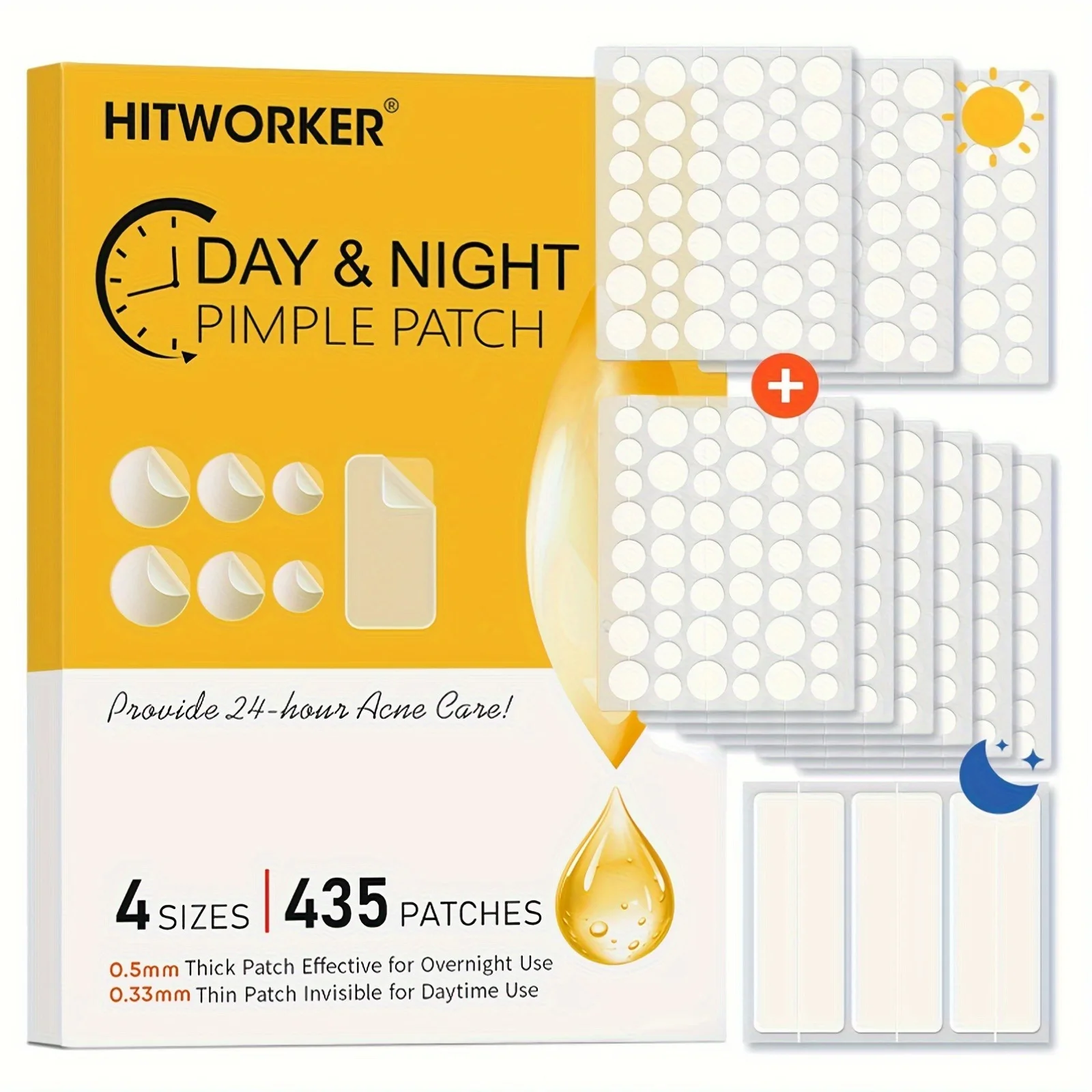 435 pieces of transparent acne patches, alcohol-free, gentle and non-irritating, for deep cleansing and acne removal