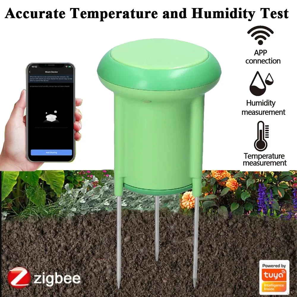 Tuya Zigbee Intelligent Wireless Soil Moisture Meter Temperature Humidity Tester Plant Monitor IP66 Detector for Garden Planting