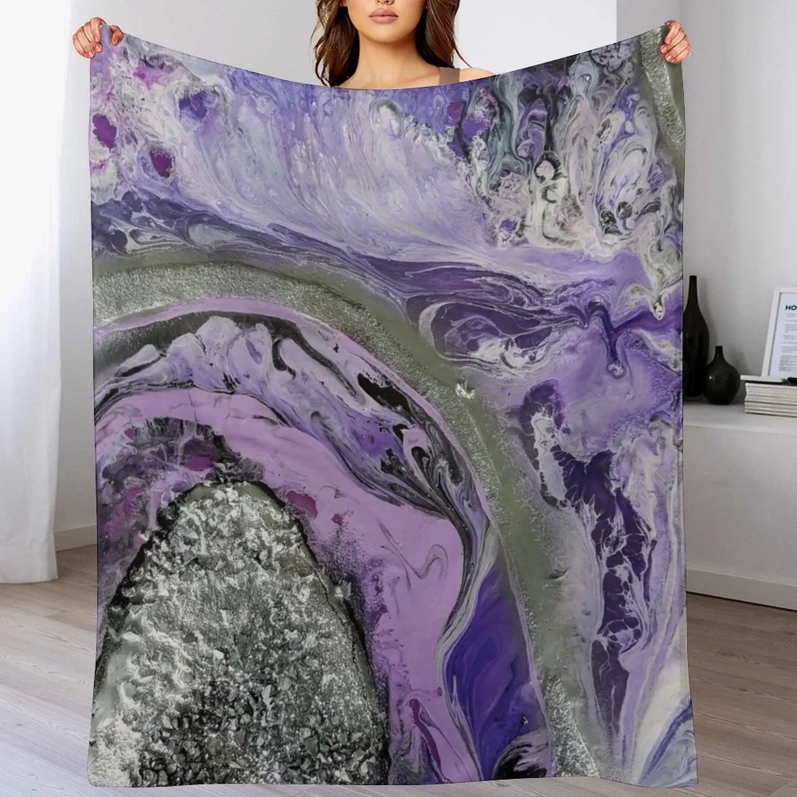 Lavender Geode Throw Blanket Polar Hair Shaggy Hairys Blankets