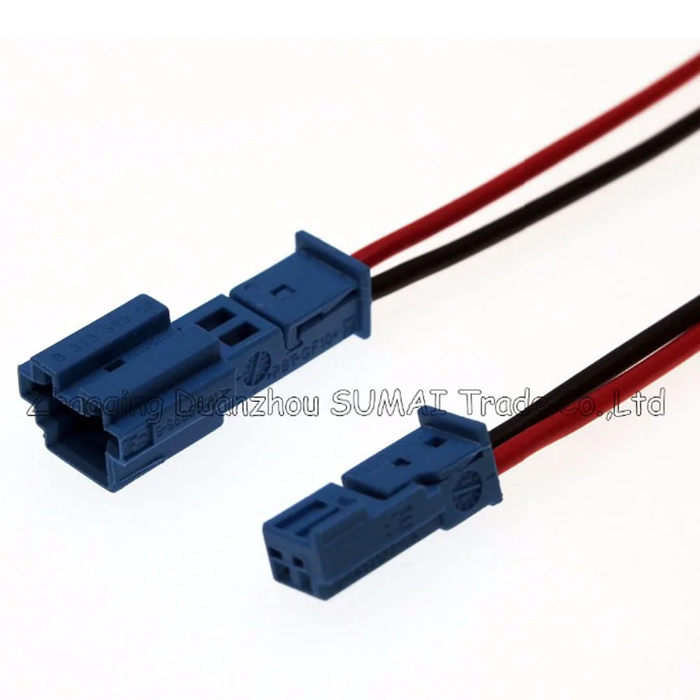 Good quality blue Car Speaker plug,Auto stereo plug,Car lamp connector with 10cm Red&balck cable for BMW X1 X5 car ect.